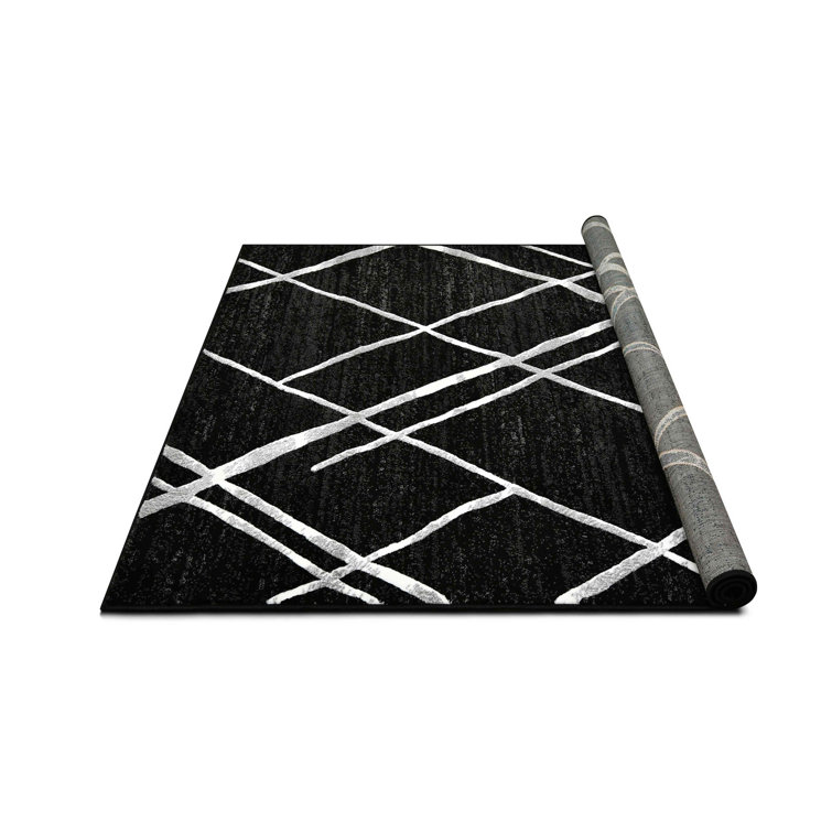 Orren Ellis HR Black And White Modern Geometric Diamond Pattern